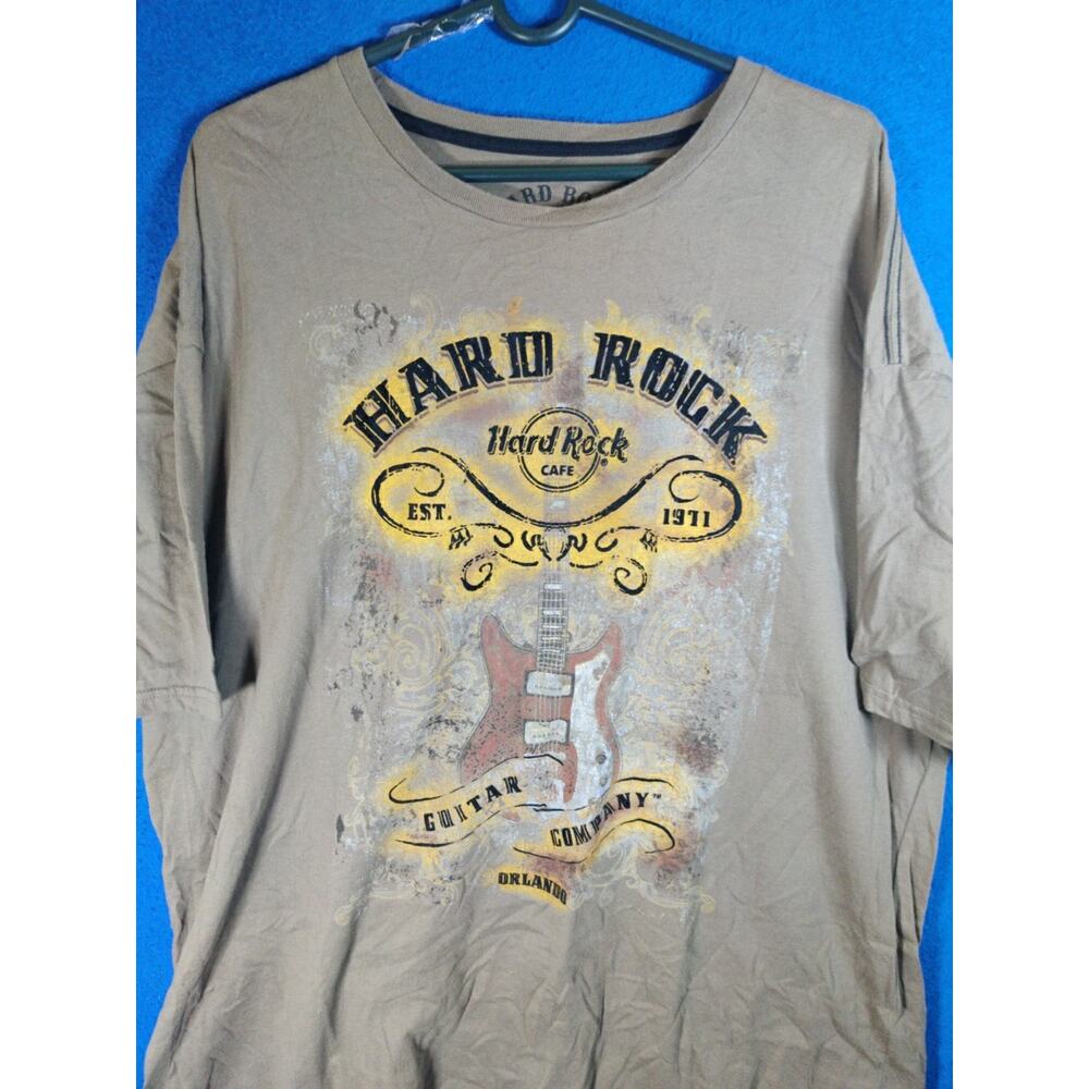 Hard Rock Cafe Orlando "Guitar Company" T-Shirt Brown [Graphic Music Men's XL - Picture 2 of 10